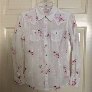 Ariat Long Sleeve White Embroidered Shirt
